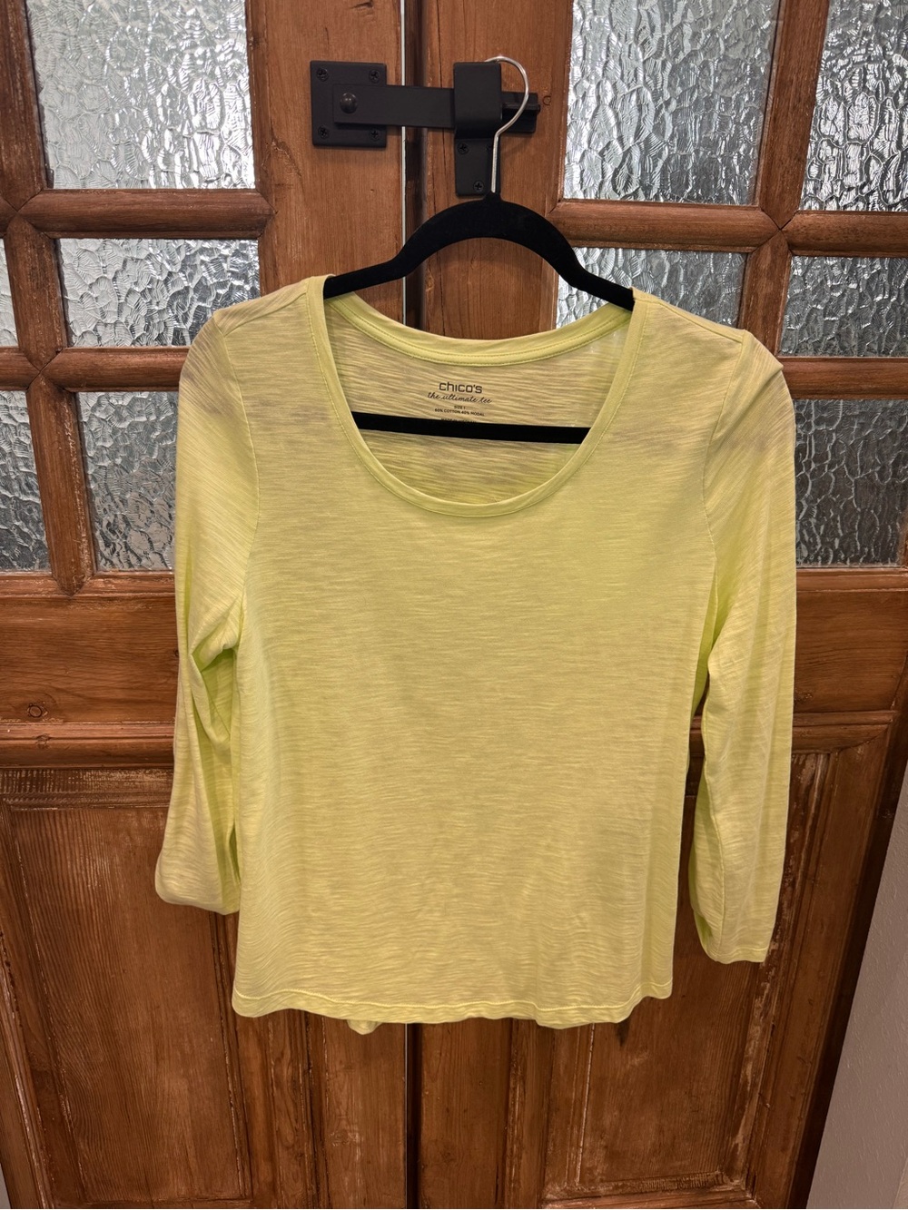 Chico's Lime Scoop Neck Long Sleeve Tee